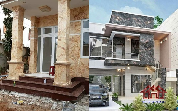 mẫu đá ốp mặt tiền biệt thự cực sang trọng - Đá vàng Alaska