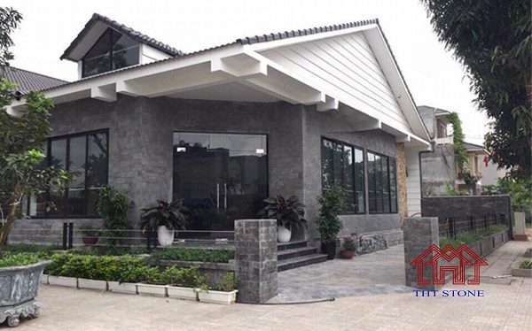 mẫu đá ốp mặt tiền biệt thự cực sang trọng - Đá xám Ý