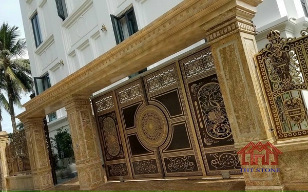 Mẫu nhà ốp mặt tiền đá Imperial Gold đẹp 2